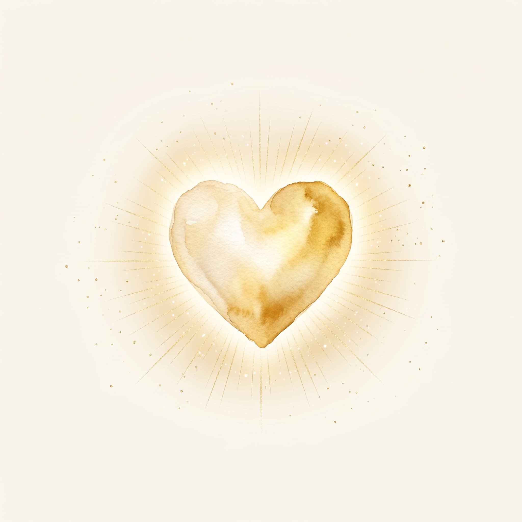 Cœur doré rayonnant — symbole de l'amour inconditionnel